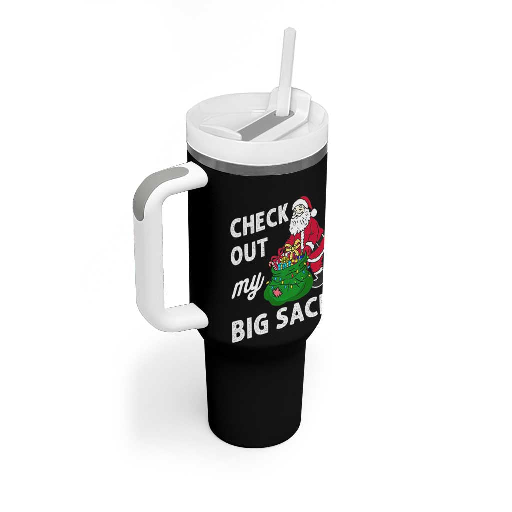 Retro Funny Santa Tumbler With Handle Christmas Joke Check Out My Big Sack - Wonder Print Shop