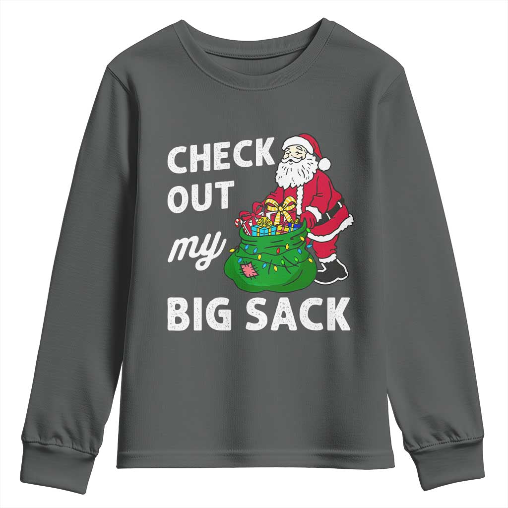 Retro Funny Santa Youth Sweatshirt Christmas Joke Check Out My Big Sack - Wonder Print Shop
