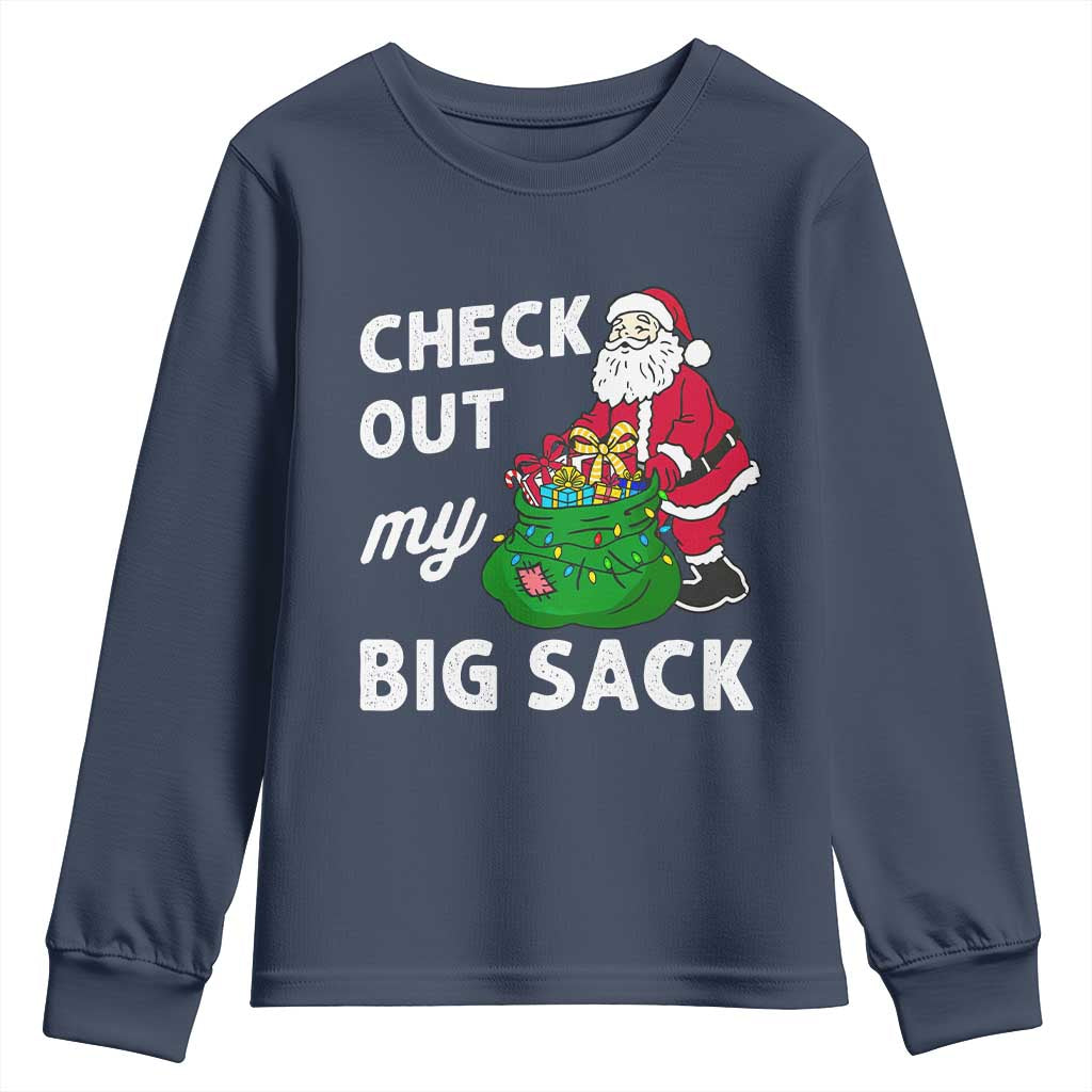 Retro Funny Santa Youth Sweatshirt Christmas Joke Check Out My Big Sack - Wonder Print Shop