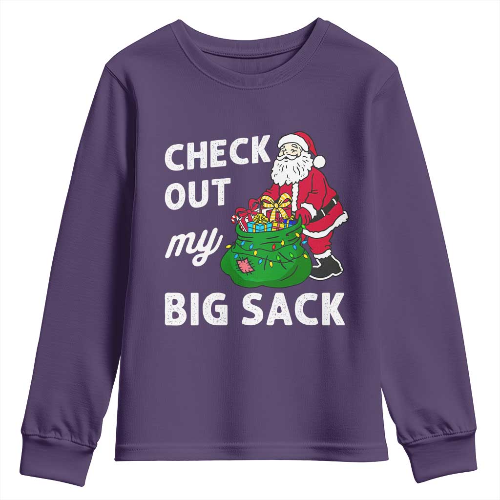 Retro Funny Santa Youth Sweatshirt Christmas Joke Check Out My Big Sack - Wonder Print Shop
