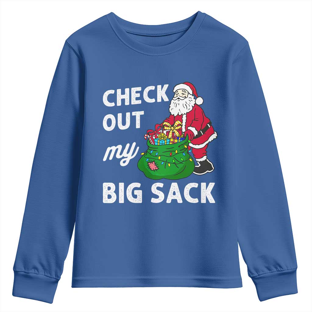 Retro Funny Santa Youth Sweatshirt Christmas Joke Check Out My Big Sack - Wonder Print Shop