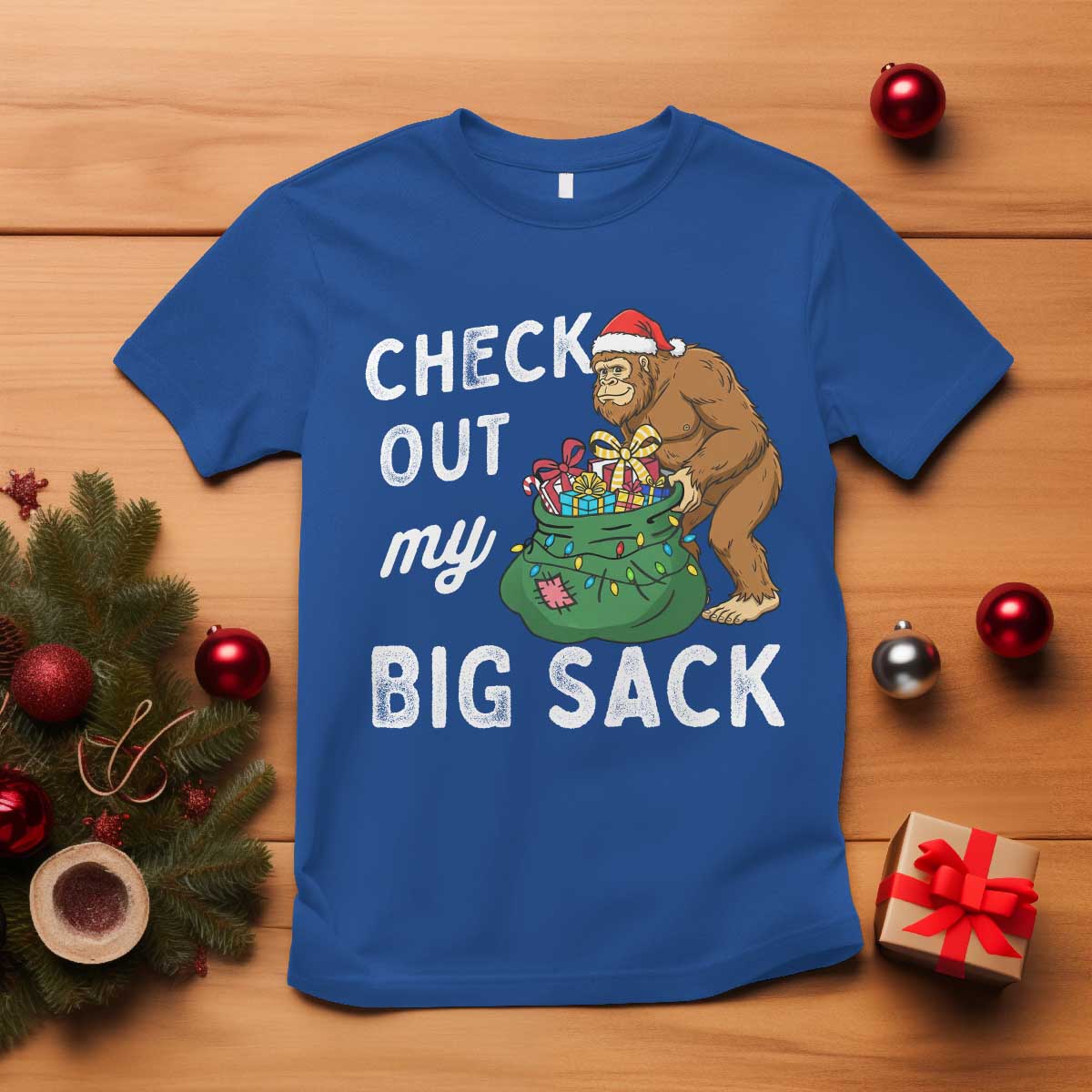Santa Bigfoot Christmas T Shirt Funny Sasquatch Xmas Joke - Wonder Print Shop
