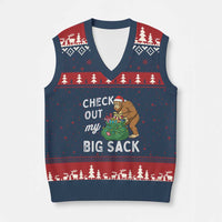Santa Bigfoot Xmas V-Neck Knit Sweater Vest Funny Sasquatch Xmas Joke - Wonder Print Shop