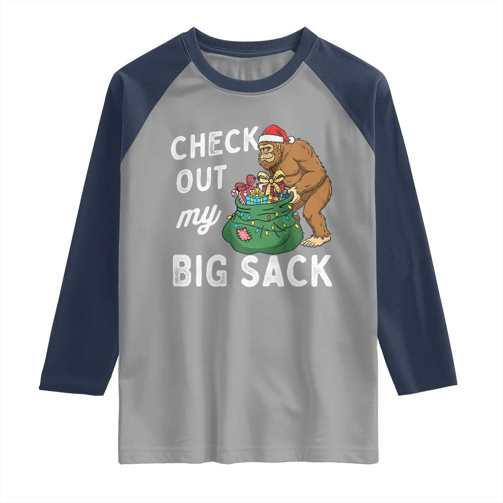 Santa Bigfoot Christmas Raglan Shirt Funny Sasquatch Xmas Joke - Wonder Print Shop