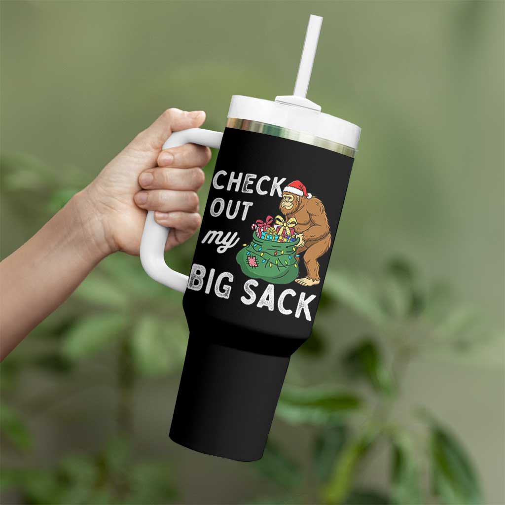 Santa Bigfoot Christmas Tumbler With Handle Funny Sasquatch Xmas Joke - Wonder Print Shop