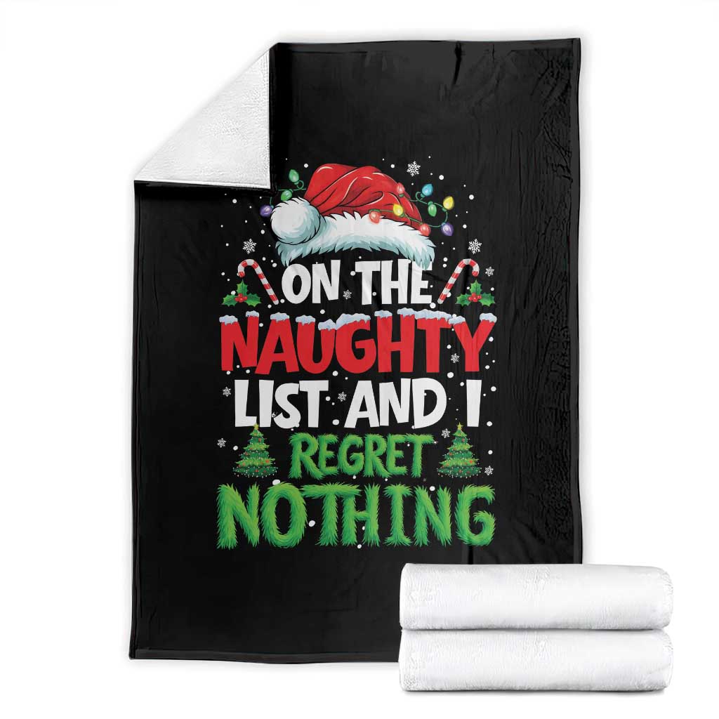 Funny Christmas Throw Blanket On The Naughty List I Regret Nothing - Wonder Print Shop