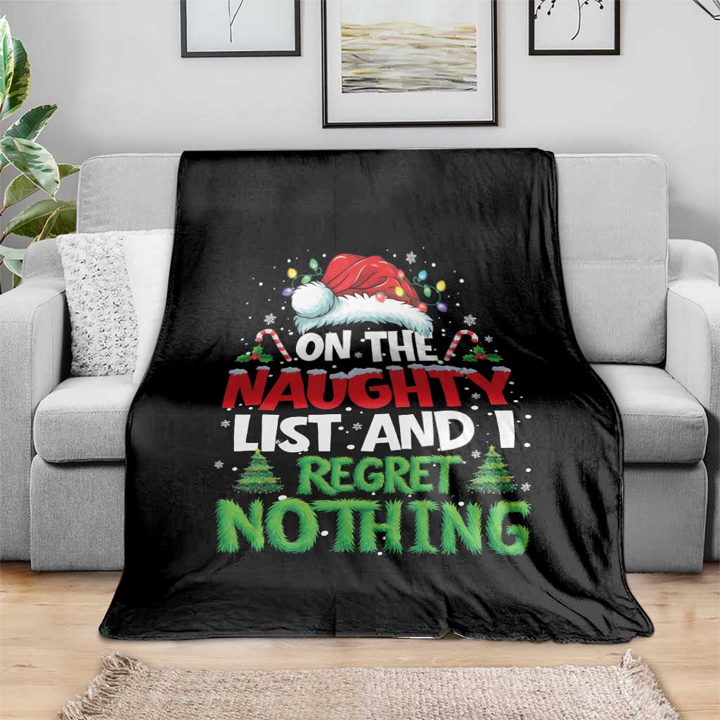 Funny Christmas Throw Blanket On The Naughty List I Regret Nothing - Wonder Print Shop