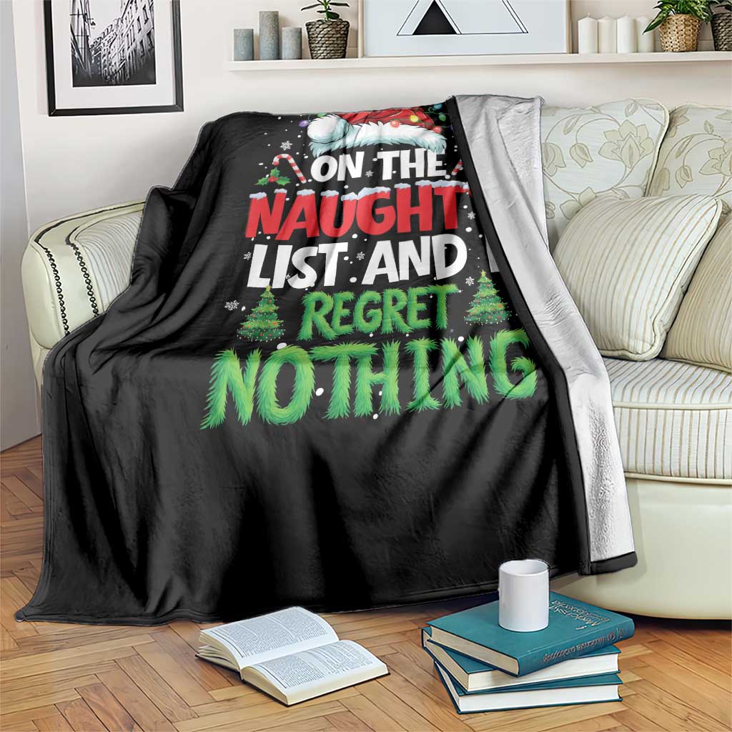 Funny Christmas Throw Blanket On The Naughty List I Regret Nothing - Wonder Print Shop