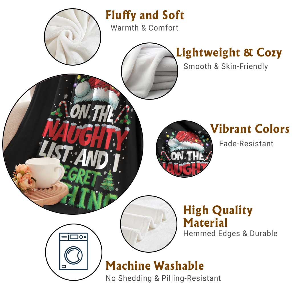 Funny Christmas Throw Blanket On The Naughty List I Regret Nothing - Wonder Print Shop