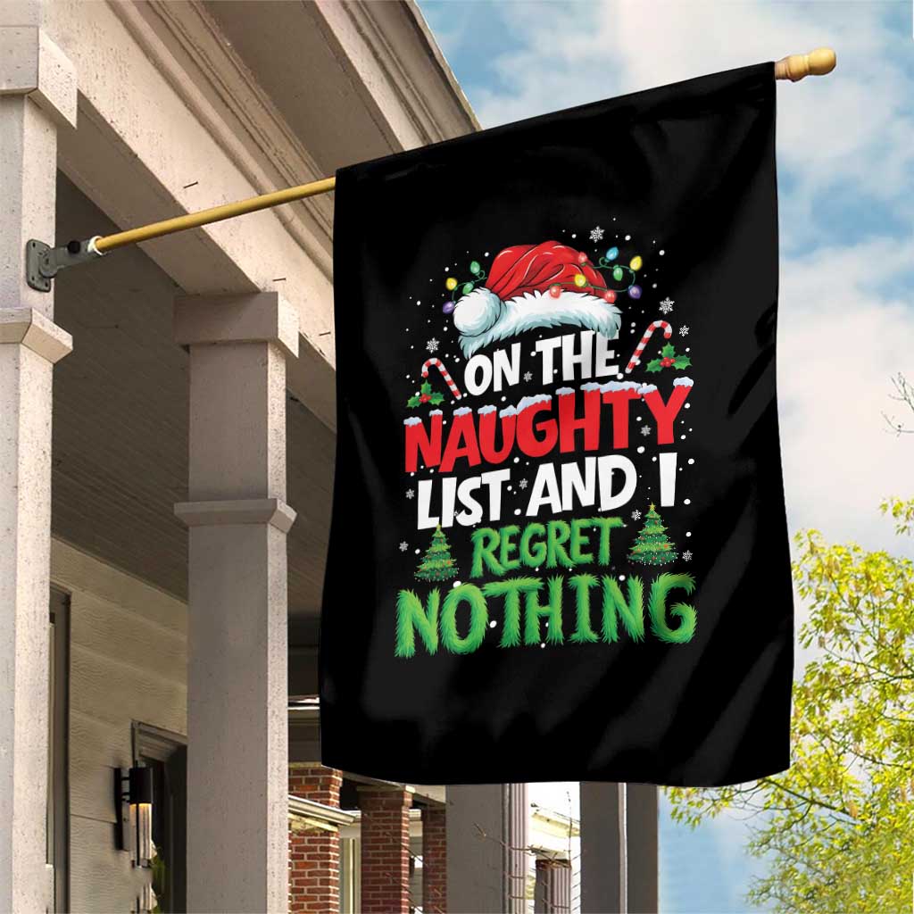 Funny Christmas Garden Flag On The Naughty List I Regret Nothing - Wonder Print Shop