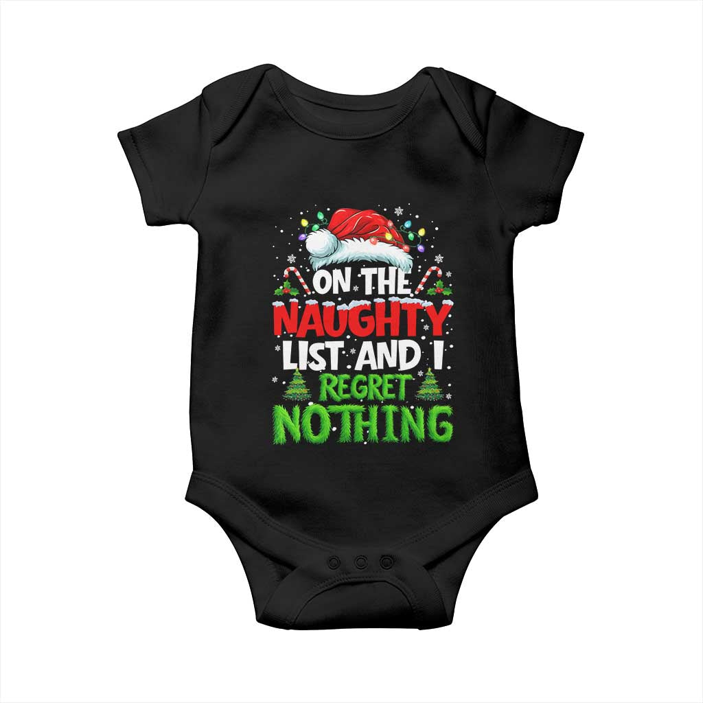 Funny Christmas Baby Onesie On The Naughty List I Regret Nothing - Wonder Print Shop