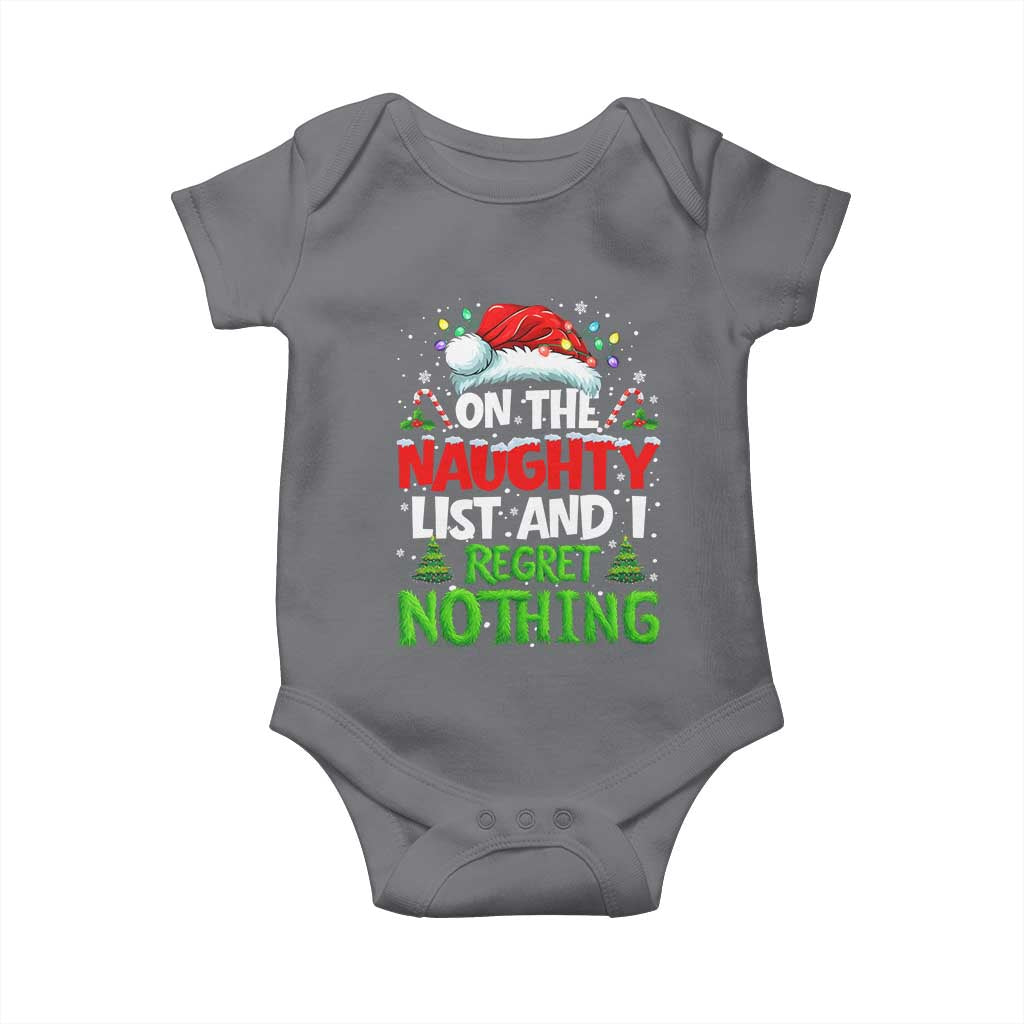 Funny Christmas Baby Onesie On The Naughty List I Regret Nothing - Wonder Print Shop