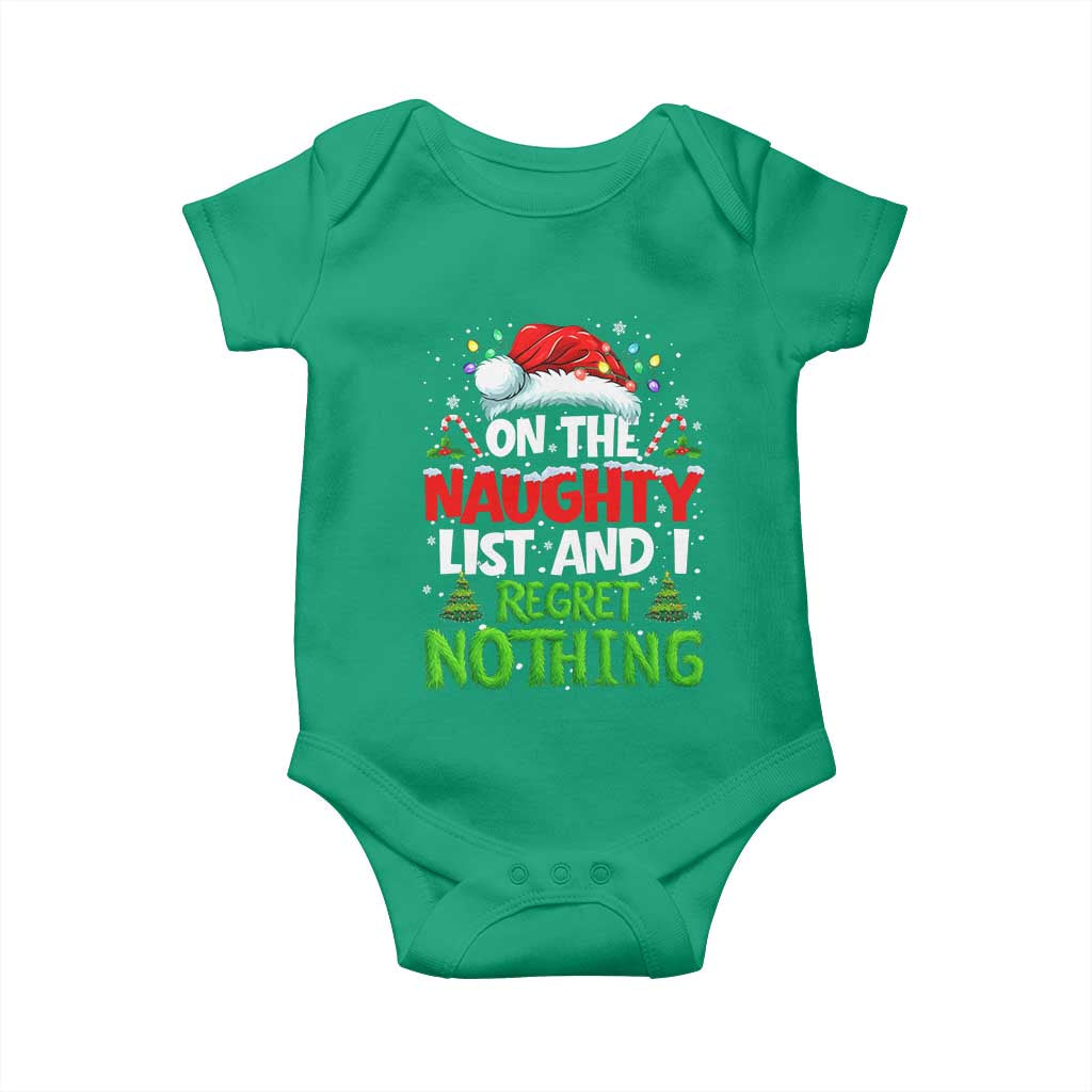 Funny Christmas Baby Onesie On The Naughty List I Regret Nothing - Wonder Print Shop