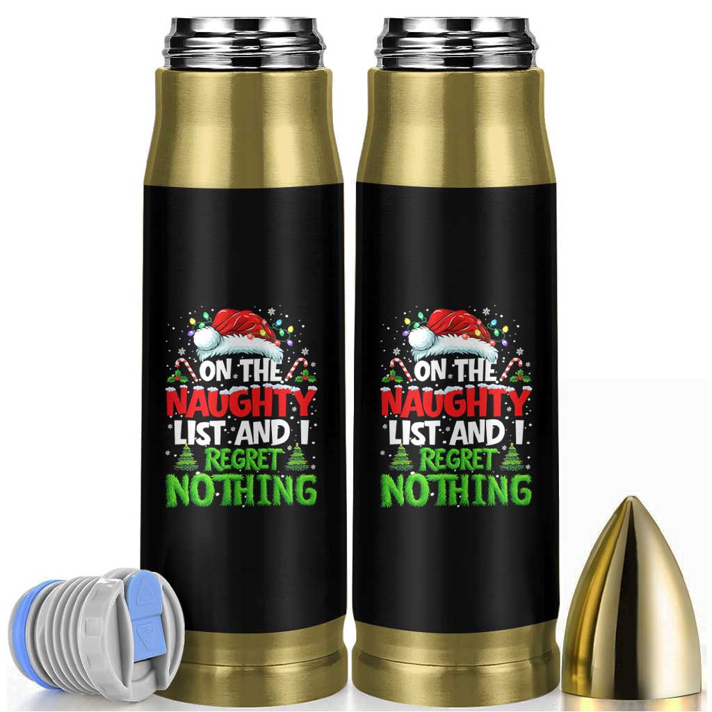 Funny Christmas Bullet Tumbler On The Naughty List I Regret Nothing - Wonder Print Shop
