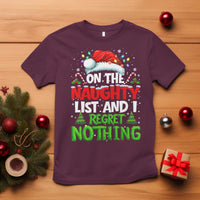 Funny Christmas T Shirt On The Naughty List I Regret Nothing - Wonder Print Shop