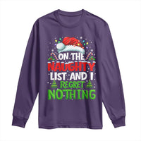 Funny Christmas Long Sleeve Shirt On The Naughty List I Regret Nothing - Wonder Print Shop