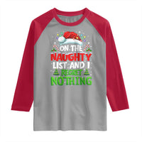 Funny Christmas Raglan Shirt On The Naughty List I Regret Nothing - Wonder Print Shop