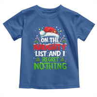 Funny Christmas Toddler T Shirt On The Naughty List I Regret Nothing - Wonder Print Shop