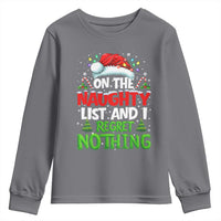 Funny Christmas Youth Sweatshirt On The Naughty List I Regret Nothing - Wonder Print Shop