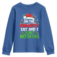 Funny Christmas Youth Sweatshirt On The Naughty List I Regret Nothing - Wonder Print Shop