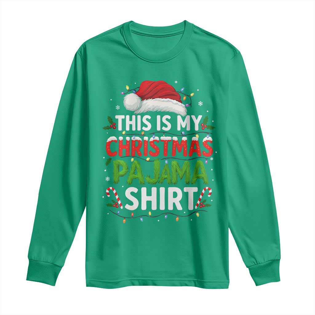 This Is My Christmas Pajama Long Sleeve Shirt Funny Xmas PJs - Wonder Print Shop