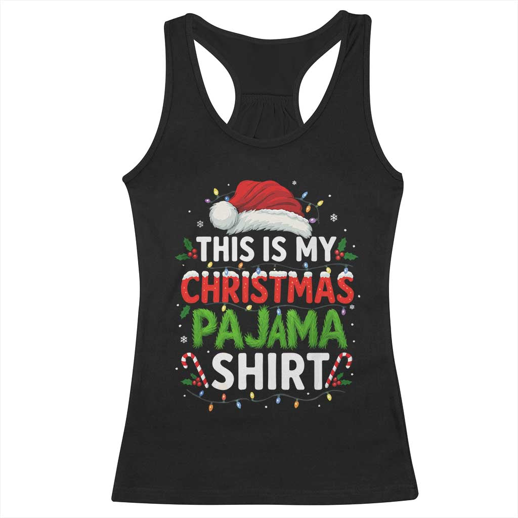 This Is My Christmas Pajama Racerback Tank Top Funny Xmas PJs - Wonder Print Shop