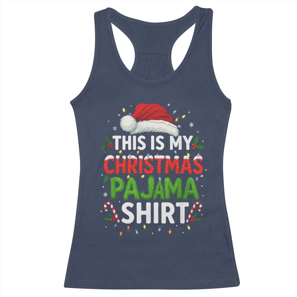 This Is My Christmas Pajama Racerback Tank Top Funny Xmas PJs - Wonder Print Shop