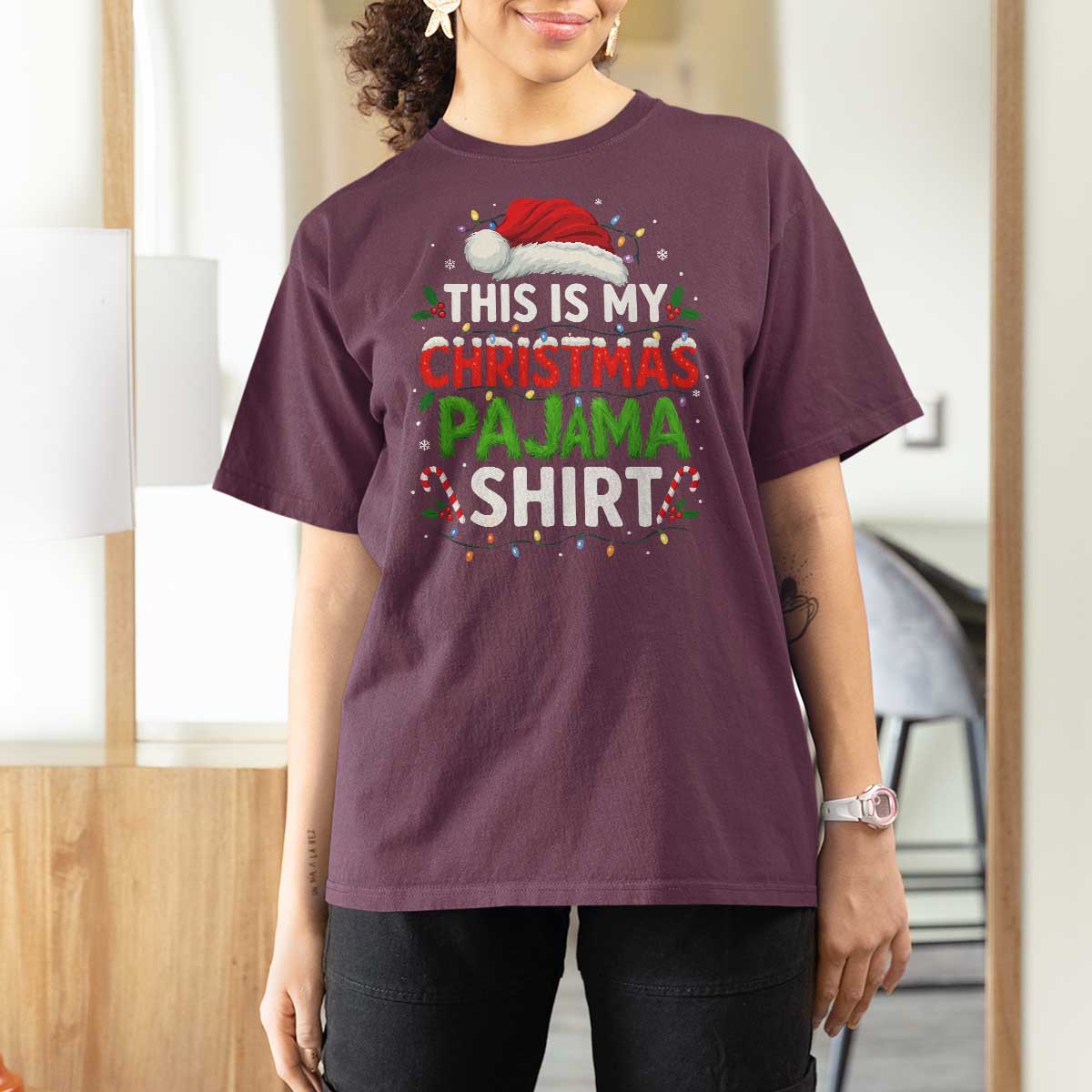 This Is My Christmas Pajama T Shirt For Women Funny Xmas PJs - Wonder Print Shop