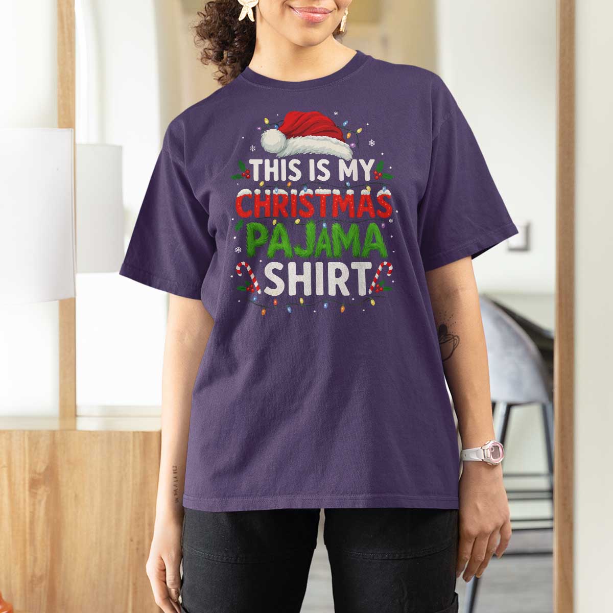 This Is My Christmas Pajama T Shirt For Women Funny Xmas PJs - Wonder Print Shop