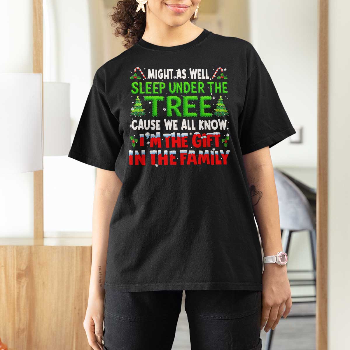Funny Christmas T Shirt For Women I'm The Gift Family Pajama - Wonder Print Shop