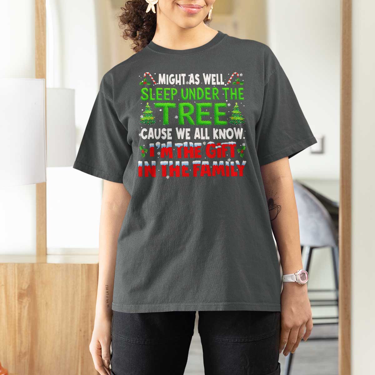 Funny Christmas T Shirt For Women I'm The Gift Family Pajama - Wonder Print Shop