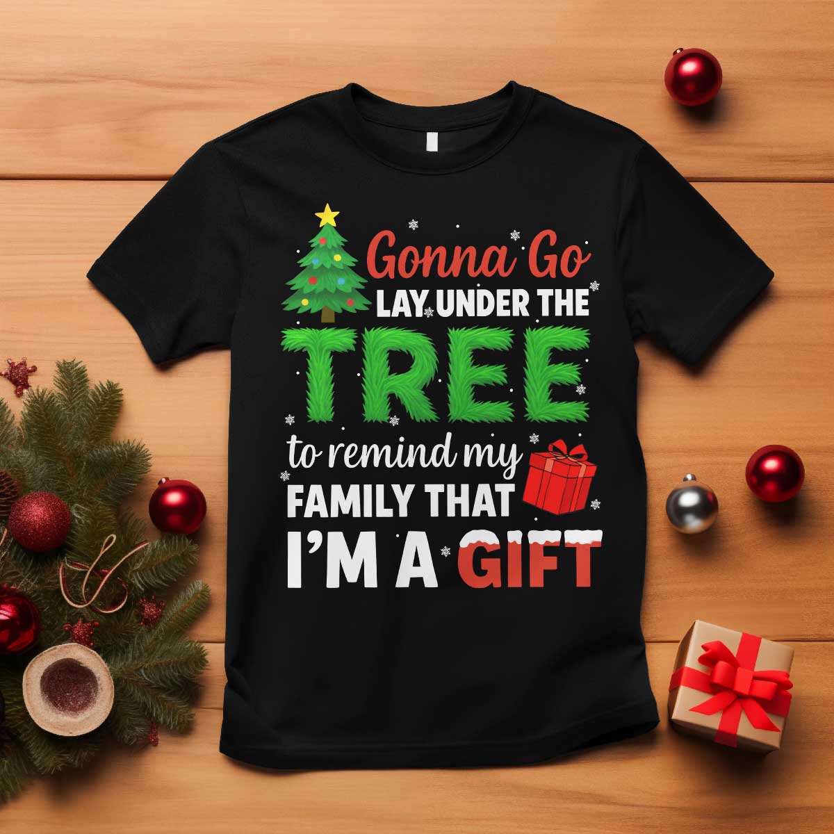 Funny Christmas T Shirt Lay Under The Tree Xmas Family Pajama Gift - Wonder Print Shop