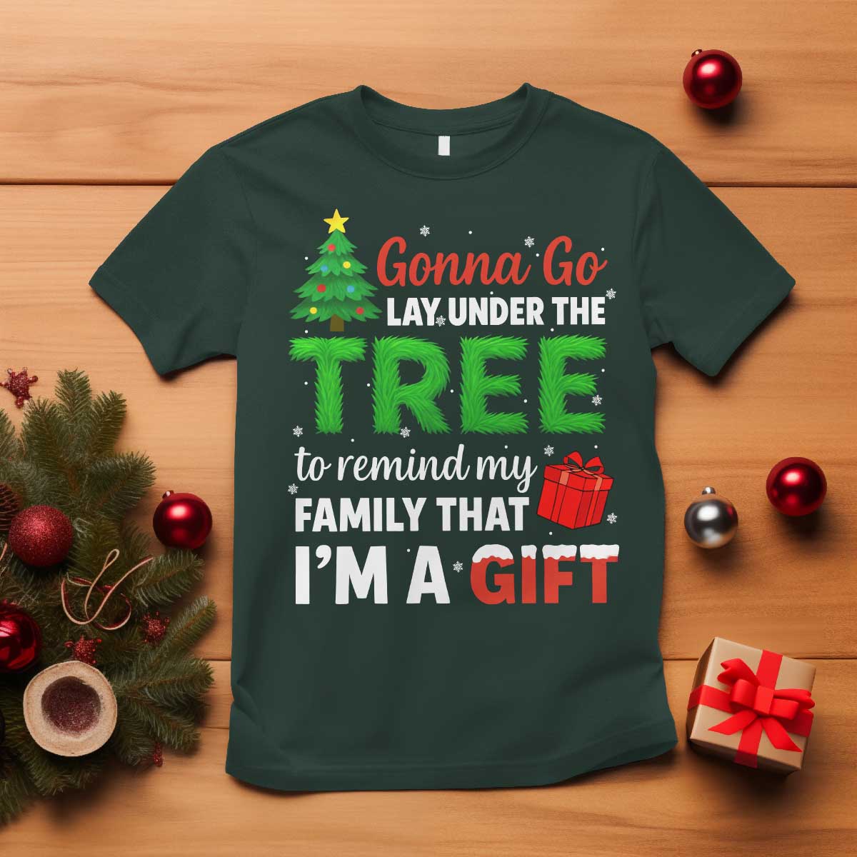 Funny Christmas T Shirt Lay Under The Tree Xmas Family Pajama Gift - Wonder Print Shop