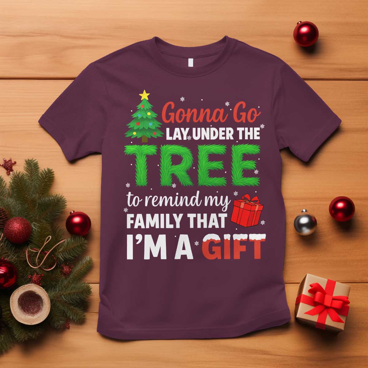 Funny Christmas T Shirt Lay Under The Tree Xmas Family Pajama Gift - Wonder Print Shop