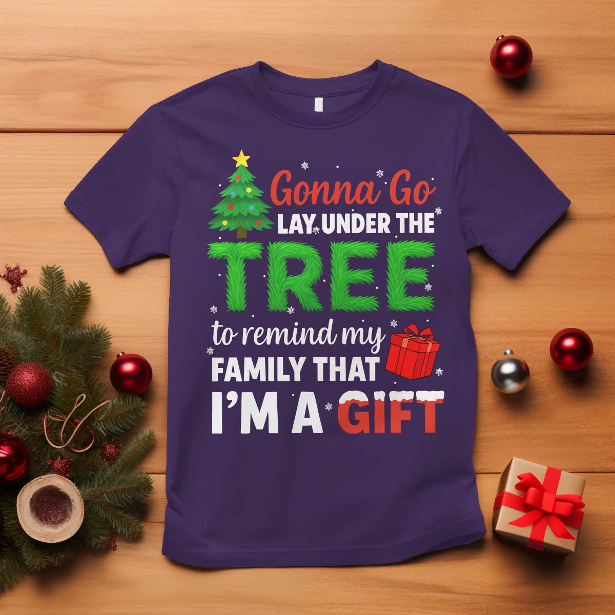 Funny Christmas T Shirt Lay Under The Tree Xmas Family Pajama Gift - Wonder Print Shop
