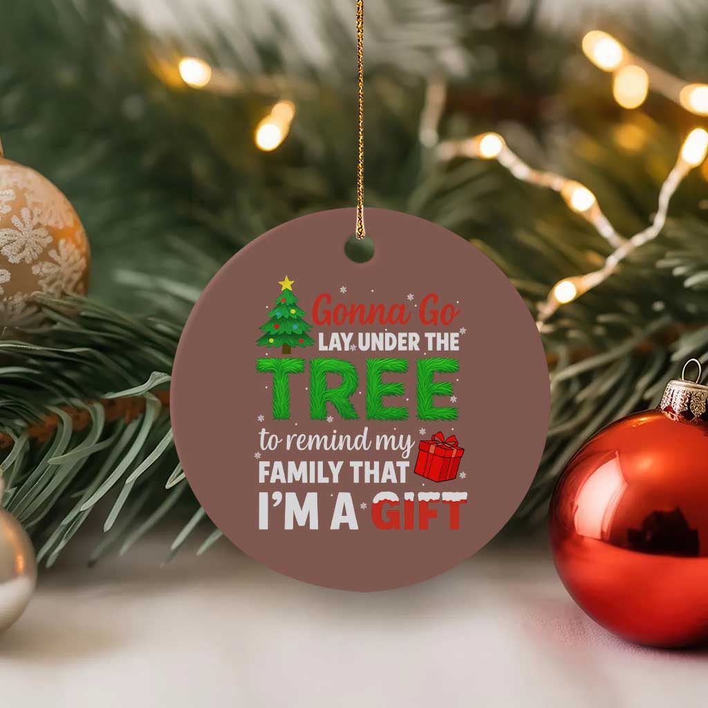 Funny Christmas Ceramic Ornament Lay Under The Tree Xmas Family Pajama Gift - Wonder Print Shop