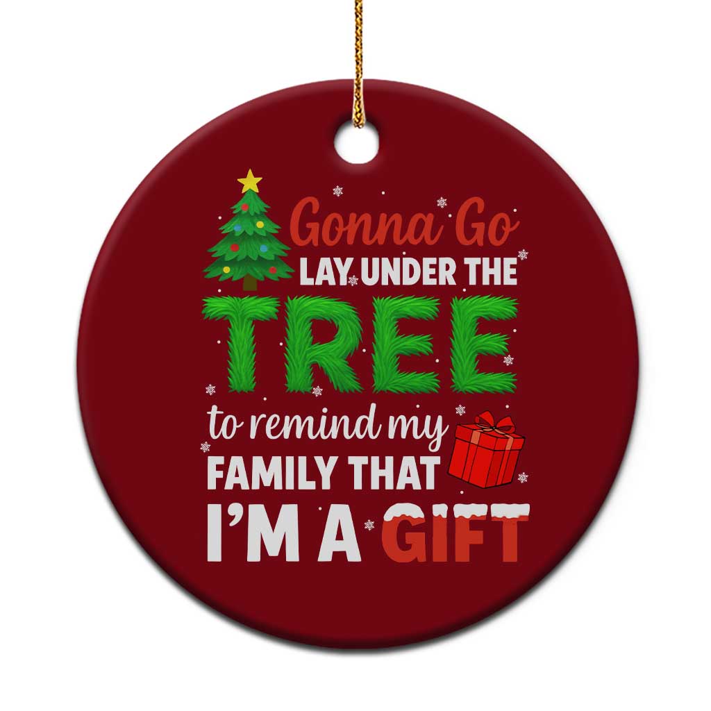 Funny Christmas Ceramic Ornament Lay Under The Tree Xmas Family Pajama Gift - Wonder Print Shop