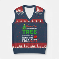 Funny Xmas V-Neck Knit Sweater Vest Lay Under The Tree Xmas Family Pajama Gift - Wonder Print Shop