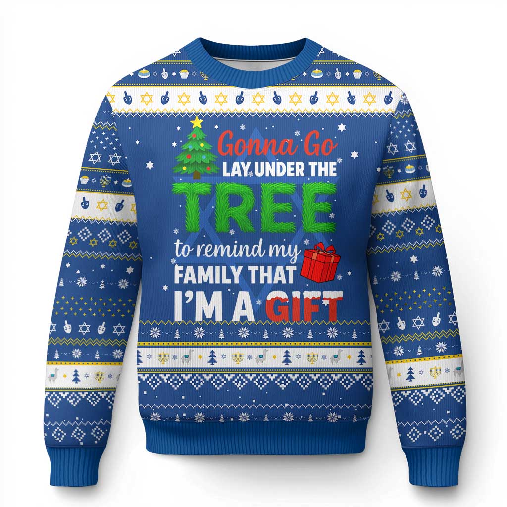 Funny Christmas Hanukkah Ugly Sweater Lay Under The Tree Xmas Family Pajama Gift - Wonder Print Shop