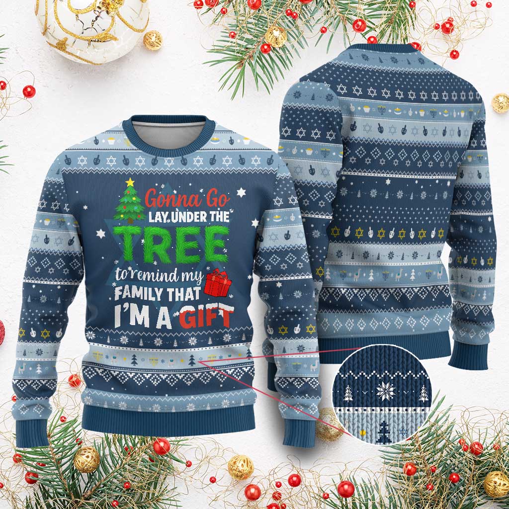 Funny Christmas Hanukkah Ugly Sweater Lay Under The Tree Xmas Family Pajama Gift - Wonder Print Shop