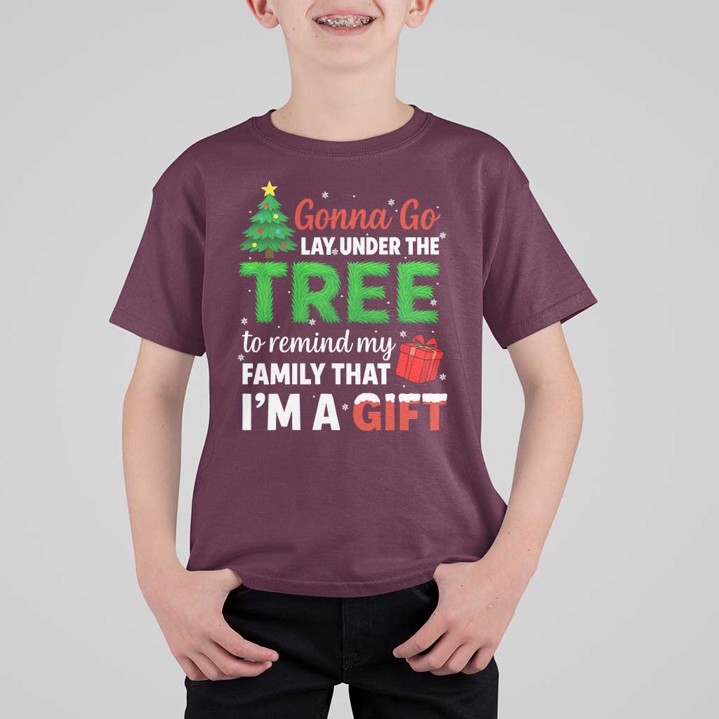 Funny Christmas T Shirt For Kid Lay Under The Tree Xmas Family Pajama Gift - Wonder Print Shop