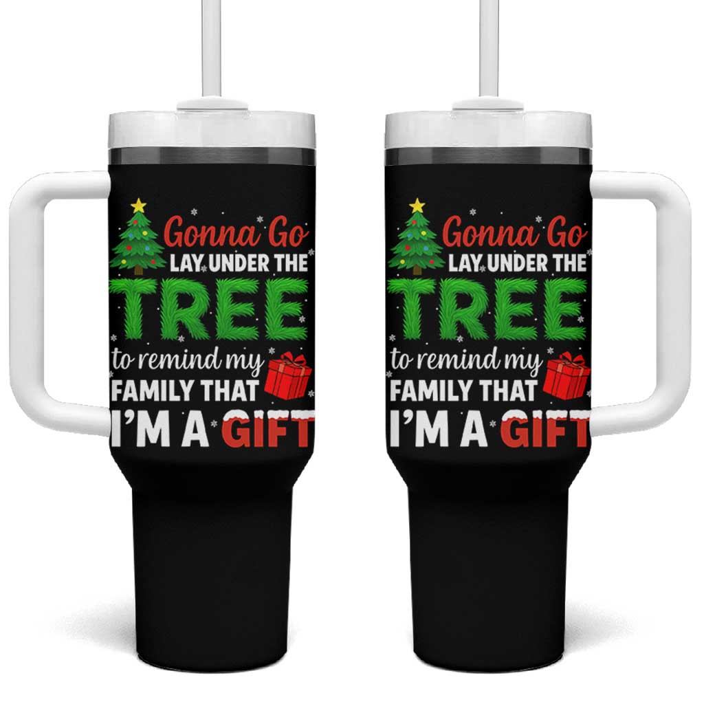 Funny Christmas Tumbler With Handle Lay Under The Tree Xmas Family Pajama Gift - Wonder Print Shop