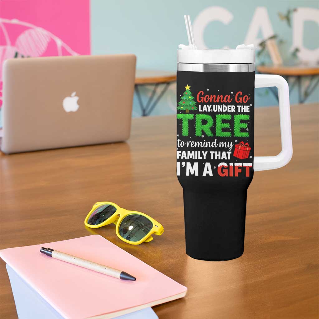 Funny Christmas Tumbler With Handle Lay Under The Tree Xmas Family Pajama Gift - Wonder Print Shop
