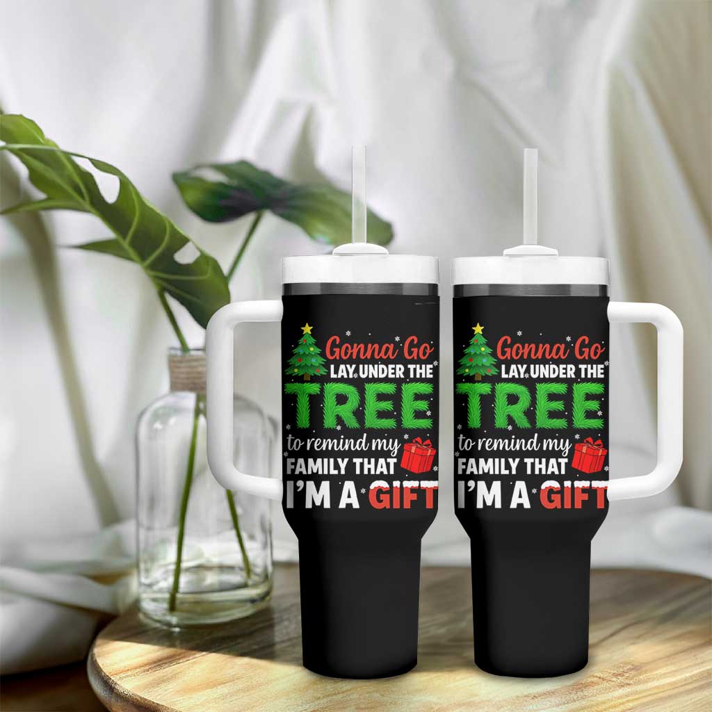 Funny Christmas Tumbler With Handle Lay Under The Tree Xmas Family Pajama Gift - Wonder Print Shop