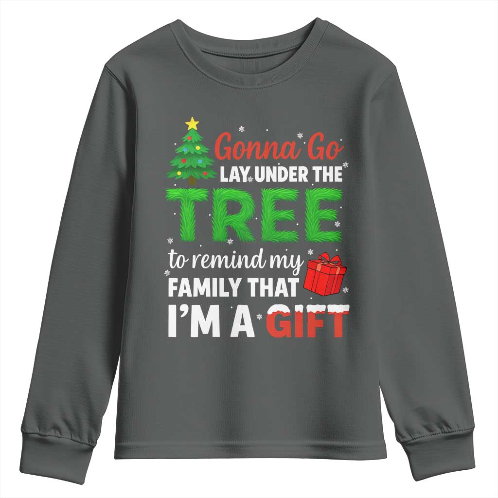 Funny Christmas Youth Sweatshirt Lay Under The Tree Xmas Family Pajama Gift - Wonder Print Shop