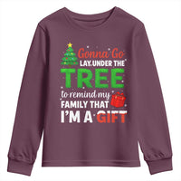 Funny Christmas Youth Sweatshirt Lay Under The Tree Xmas Family Pajama Gift - Wonder Print Shop