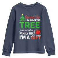 Funny Christmas Youth Sweatshirt Lay Under The Tree Xmas Family Pajama Gift - Wonder Print Shop