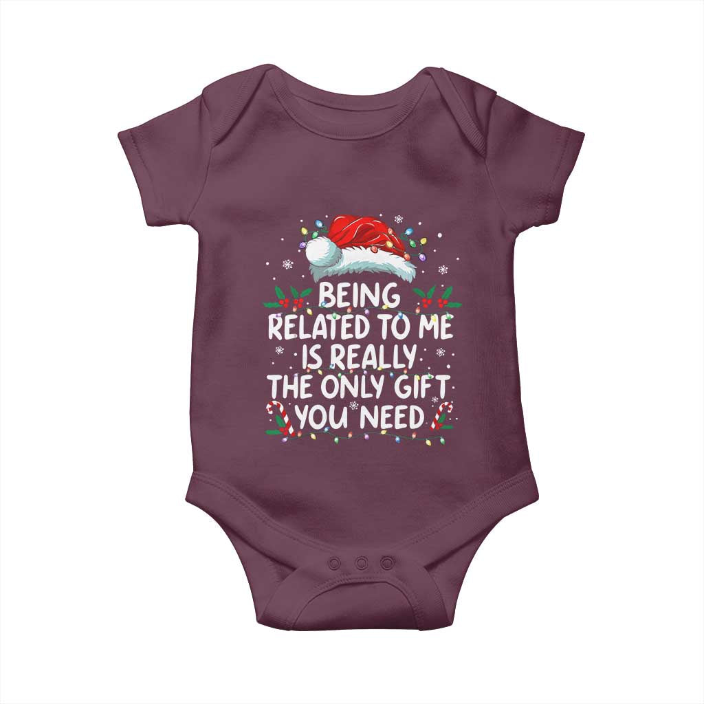 Being Related To Me Funny Christmas Baby Onesie Family Xmas Pajamas - Wonder Print Shop