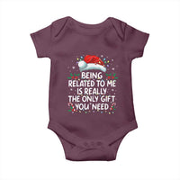 Being Related To Me Funny Christmas Baby Onesie Family Xmas Pajamas - Wonder Print Shop