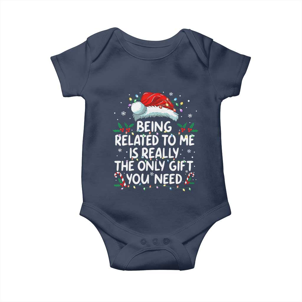 Being Related To Me Funny Christmas Baby Onesie Family Xmas Pajamas - Wonder Print Shop